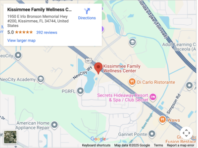 Map to Kissimmee Family Wellness Center in Kissimmee, Florida